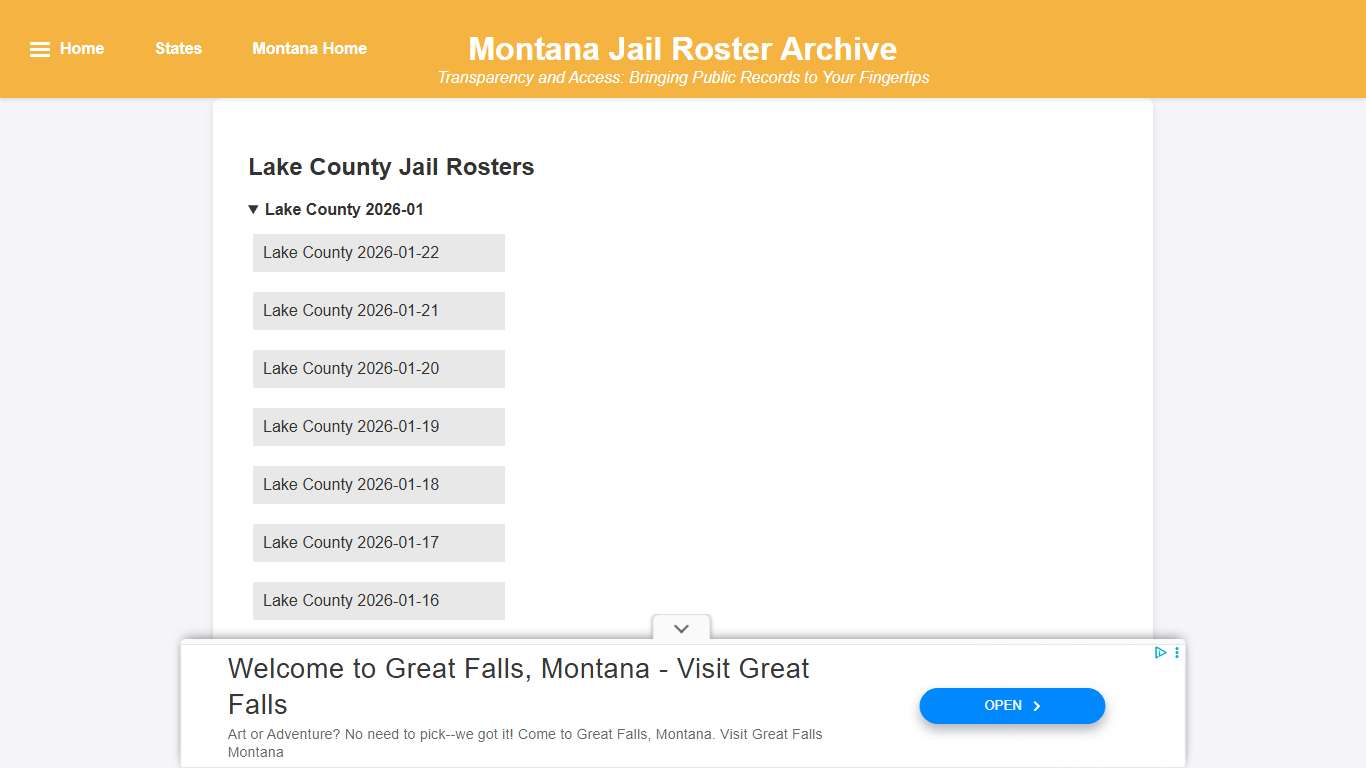 Lake County - Montana Jail Rosters